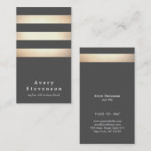 Elegant Faux Gold Foil striped Modern Dark Grey Visitekaartje (Voorkant / Achterkant)