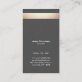 Elegant Faux Gold Foil striped Modern Dark Grey Visitekaartje (Achterkant)