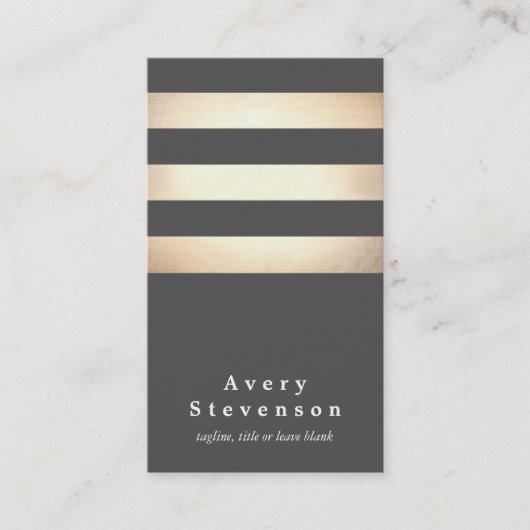 Elegant Faux Gold Foil striped Modern Dark Grey Visitekaartje (Voorkant)