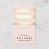 Elegant Faux Gold Foil striped Moderne Light Roze Visitekaartje (Voorkant)