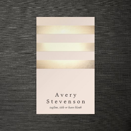 Elegant Faux Gold Foil striped Moderne Light Roze Visitekaartje