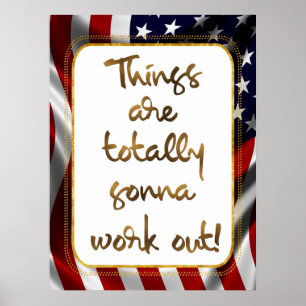 Elegant Faux Gold Foil USA Flag Insping Quote Poster