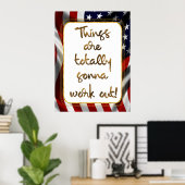 Elegant Faux Gold Foil USA Flag Insping Quote Poster (Thuiskantoor)