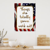 Elegant Faux Gold Foil USA Flag Insping Quote Poster (Keuken)