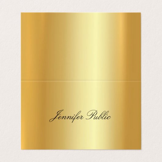 Elegant Faux Gold gecalligraveerd Moderne Sjabloon Visitekaartje (Buitenkant ongevouwen)
