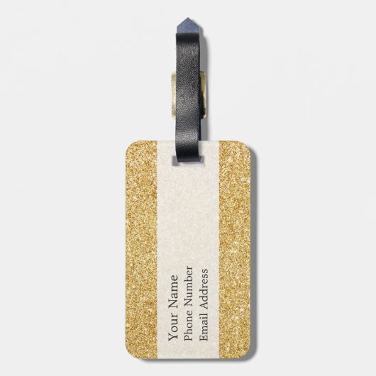 Elegant Faux Gold Glitter Bagagelabel (Achterkant verticaal)