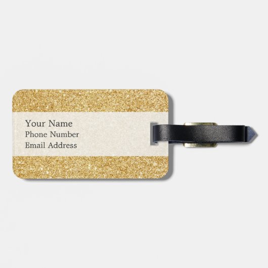 Elegant Faux Gold Glitter Bagagelabel (Achterkant horizontaal)
