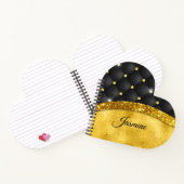 Elegant faux Gold glitter black diamantmonogram N Notitieboek (Binnen)