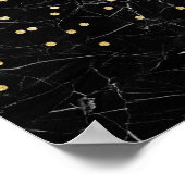 elegant faux gold glitter confetti zwarte marmer poster (Hoek)
