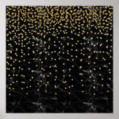 elegant faux gold glitter confetti zwarte marmer poster (Voorkant)