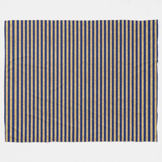 Elegant Faux Gold Glitter en Blue Stripe Pattern Fleece Deken (Voorkant (Horizontaal))