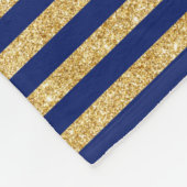 Elegant Faux Gold Glitter en Blue Stripe Pattern Fleece Deken (Hoek)
