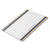 Elegant Faux Gold Glitter en Blue Stripe Pattern Notitieblok (Schuin)