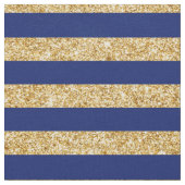 Elegant Faux Gold Glitter en Blue Stripe Pattern Stof (Close Up)