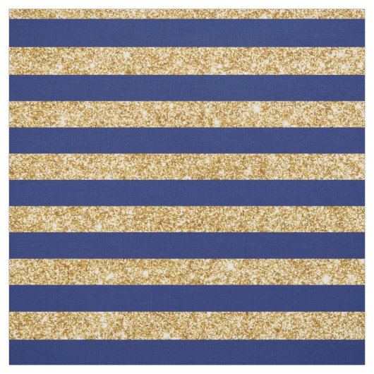 Elegant Faux Gold Glitter en Blue Stripe Pattern Stof (Swatch)