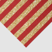 Elegant Faux Gold Glitter en Red Stripe Pattern Tissuepapier (Detail)