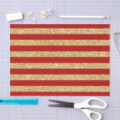 Elegant Faux Gold Glitter en Red Stripe Pattern Tissuepapier (Craft)