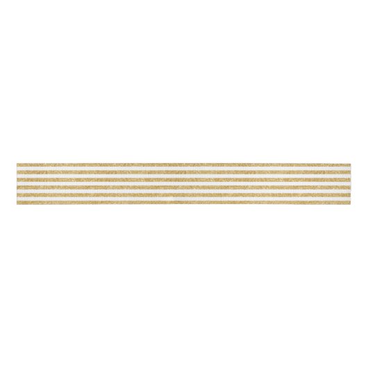 Elegant Faux Gold Glitter en White Stripe Pattern Grosgrain Lint (Voorkant)
