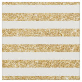 Elegant Faux Gold Glitter en White Stripe Pattern Stof (Close Up)