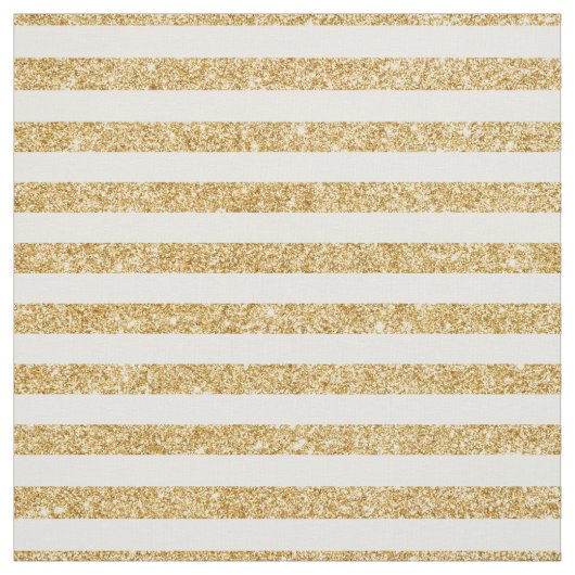 Elegant Faux Gold Glitter en White Stripe Pattern Stof (Swatch)