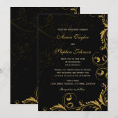 Elegant Faux Gold Glitter Floral Swirls Kaart (Voorkant / Achterkant)