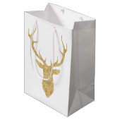 Elegant Faux Gold Glitter-kerstreces Medium Cadeauzakje (Voorkant Gekanteld)