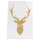 Elegant Faux Gold Glitter-kerstreces Medium Cadeauzakje (Achterkant)