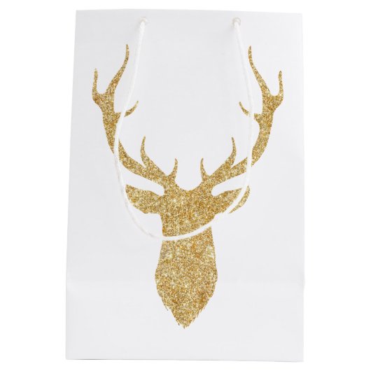 Elegant Faux Gold Glitter-kerstreces Medium Cadeauzakje (Achterkant)