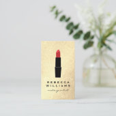 Elegant Faux Gold Glitter Lipstick Visitekaartje (Staand voorkant)