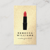 Elegant Faux Gold Glitter Lipstick Visitekaartje (Voorkant)