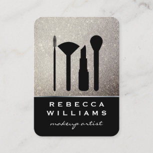 Elegant Faux Gold Glitter Makeup Set / zwart Visitekaartje
