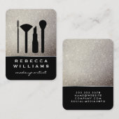 Elegant Faux Gold Glitter Makeup Set / zwart Visitekaartje (Voorkant / Achterkant)