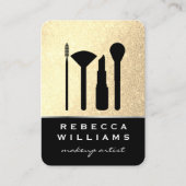 Elegant Faux Gold Glitter Makeup Set / zwart Visitekaartje (Voorkant)