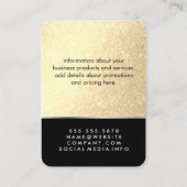 Elegant Faux Gold Glitter Makeup Set / zwart Visitekaartje (Achterkant)
