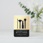 Elegant Faux Gold Glitter Makeup Set / zwart Visitekaartje (Staand voorkant)