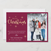 Elegant Faux Gold Glitter Merry-kerstfoto Feestdagenkaart (Voorkant)