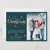 Elegant Faux Gold Glitter Merry-kerstfoto Feestdagenkaart (Voorkant)