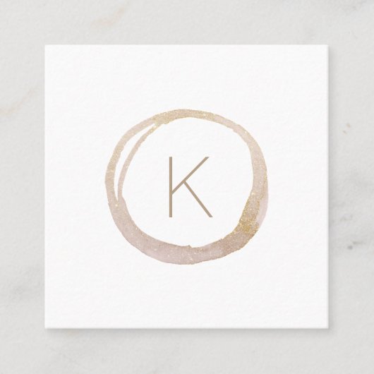 Elegant Faux Gold Glitter Monogram Modern Vierkante Visitekaartje (Voorkant)