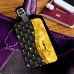 Elegant faux Gold glitter monogram zwarte diamant Bagagelabel<br><div class="desc">, elegante, girale faux goudglitter en een zwarte diamantvormig buisje voor trendbarige en kunstliefhebbende heuptrendsetter. Dit stijlvolle, stijlvolle design is geweldig voor meisjes die genieten van klare, dunne design. Show van uw persoonlijke stijl, stijlvol, stijlvol, stijlvol en stijlvol met een uniek ontwerp op uw bagagelabels of een accessoire voor mobiele...</div>