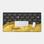 Elegant faux Gold glitter monogram zwarte diamant Bureaumat (Keyboard & Muis)