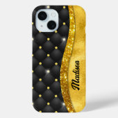 Elegant faux Gold glitter monogram zwarte diamant Case-Mate iPhone Case (Achterkant)