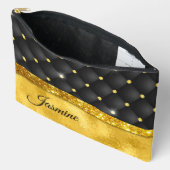 Elegant faux Gold glitter monogram zwarte diamant Etui (Open)