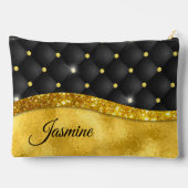 Elegant faux Gold glitter monogram zwarte diamant Etui (Achterkant)