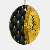 Elegant faux Gold glitter monogram zwarte diamant Keramisch Ornament (Rechts)