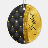 Elegant faux Gold glitter monogram zwarte diamant Keramisch Ornament (Links)