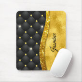 Elegant faux Gold glitter monogram zwarte diamant Muismat (Met muis)