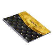 Elegant faux Gold glitter monogram zwarte diamant Notitieboek (Rechterzijde)