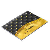 Elegant faux Gold glitter monogram zwarte diamant Notitieboek (Linkerzijde)