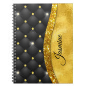 Elegant faux Gold glitter monogram zwarte diamant Notitieboek (Voorkant)