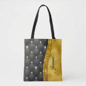 Elegant faux Gold glitter monogram zwarte diamant Tote Bag (Voorkant)